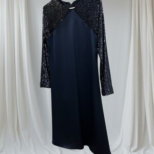 Elegant Navy Sequin Dress Small